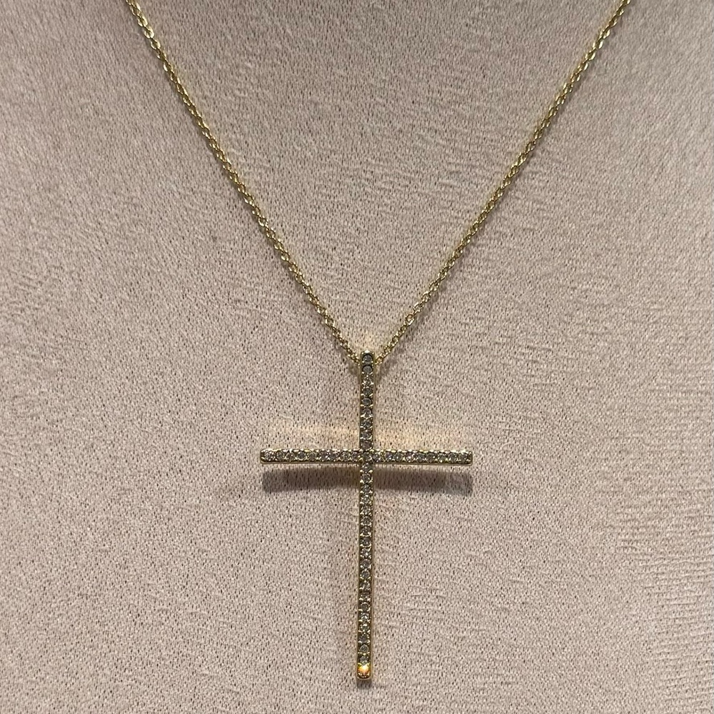 ALDO- GANNET Gold Plated Chain/Cross Rhinestone Pendant Necklace